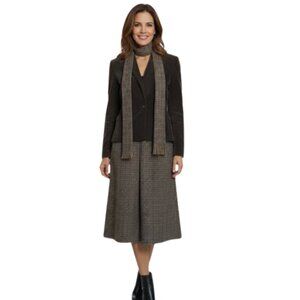 Vintage Sasson Women’s Skirt Suit Set with Blazer & Matching Scarf – Classic